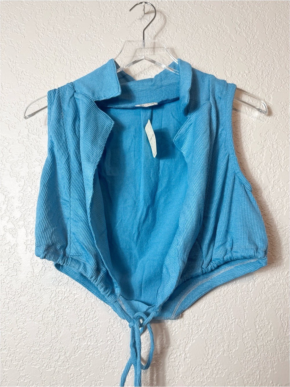 NWT Free People Sunday Funday Set Blue XS Wide Leg Wrap Crop Matching Set - Picture 3 of 4